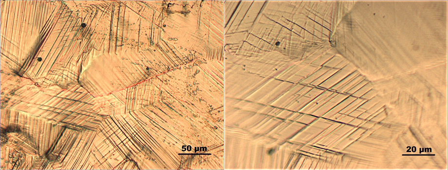 Optical micrograph of stressed induced martensite
